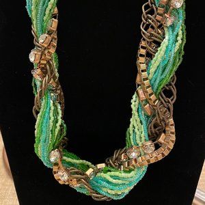 N11- Multi-green colored varied beads mixed with metals and glass
